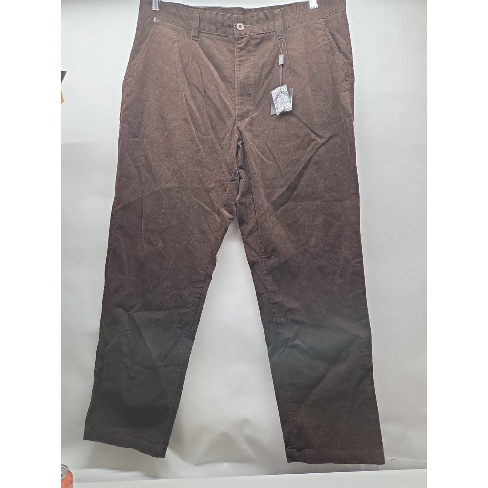 Linea Uomo Pants Mens 40x32 Corduroy Pleated Front Straight Mens Chocolate Brown